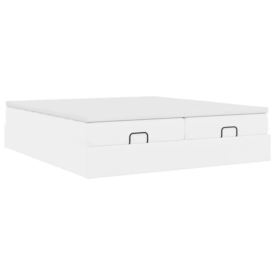 Cadre de lit ottoman avec matelas blanc 180x200 cm similicuir - 10
