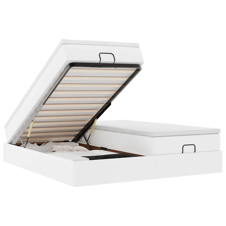 Cadre de lit ottoman avec matelas blanc 180x200 cm similicuir - 2