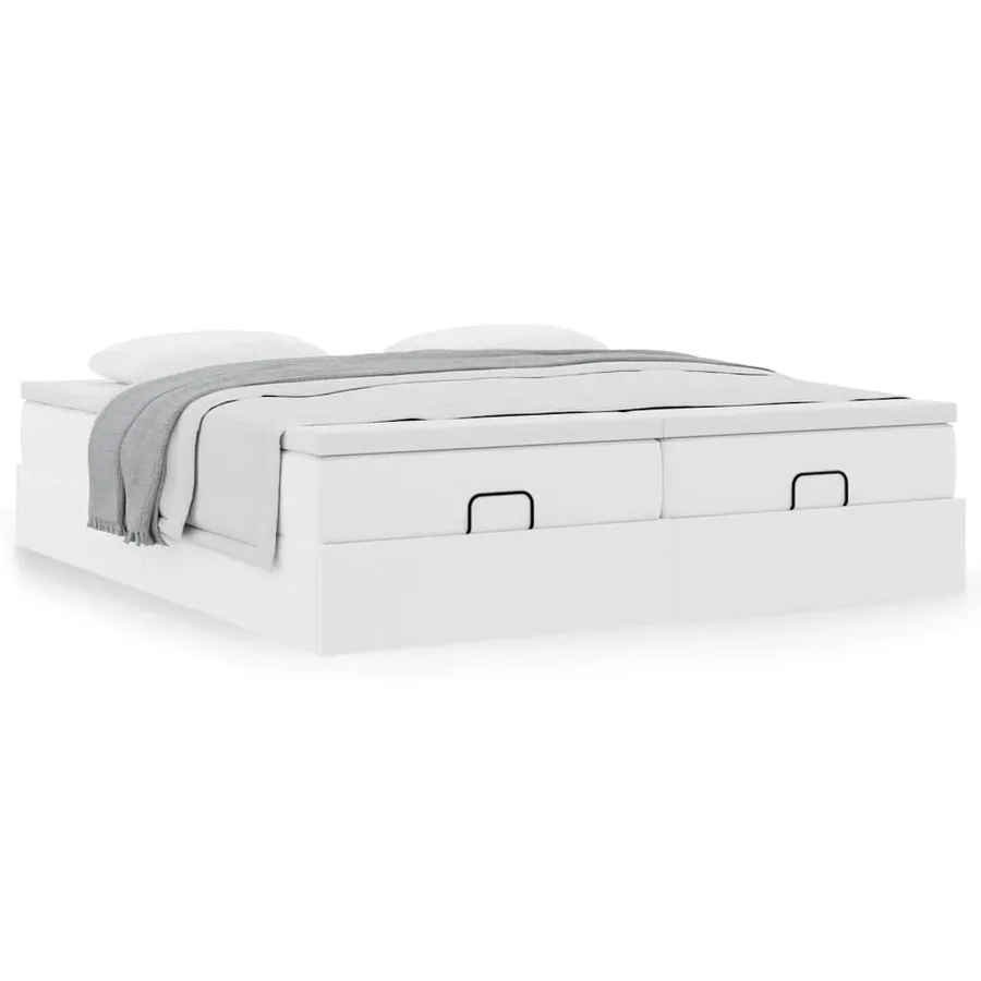 Cadre de lit ottoman avec matelas blanc 180x200 cm similicuir - 4