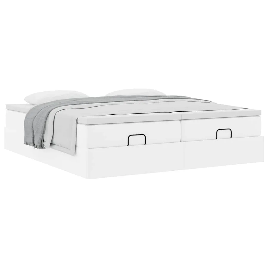 Cadre de lit ottoman avec matelas blanc 180x200 cm similicuir - 5