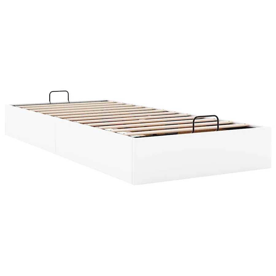 Cadre de lit ottoman sans matelas blanc 100x200 cm similicuir - 6