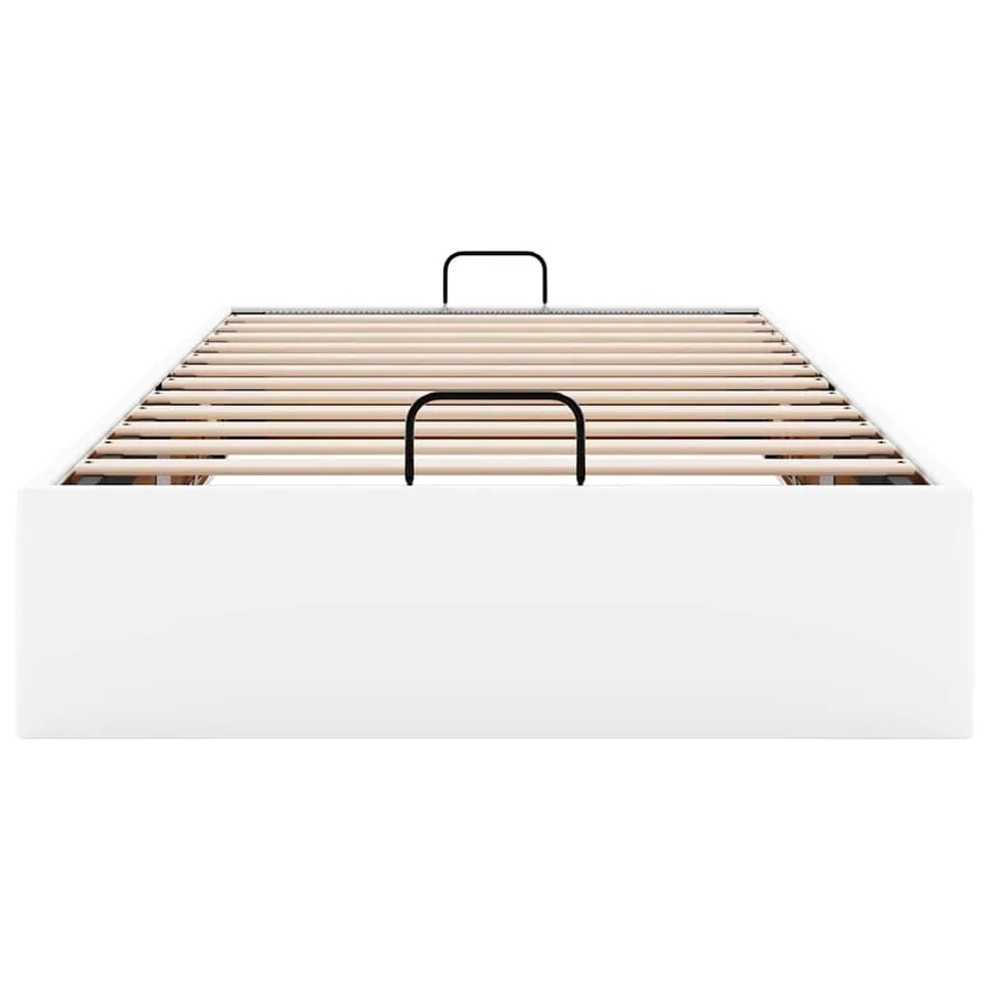 Cadre de lit ottoman sans matelas blanc 100x200 cm similicuir - 7