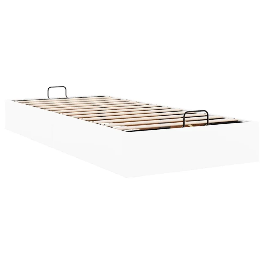 Cadre de lit ottoman sans matelas blanc 100x200 cm similicuir - 9