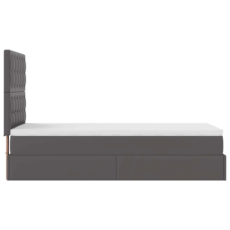 Cadre de lit ottoman avec matelas gris 90x190 cm similicuir - 11