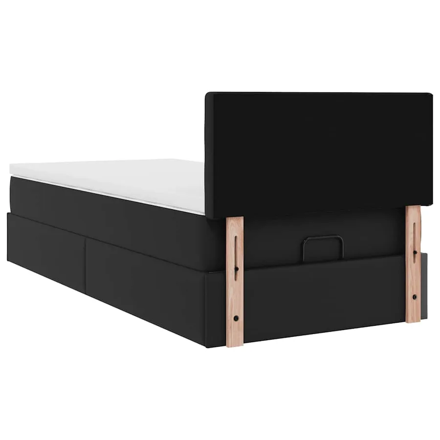 Lit ottoman avec matelas noir 90x190 cm similicuir - 11