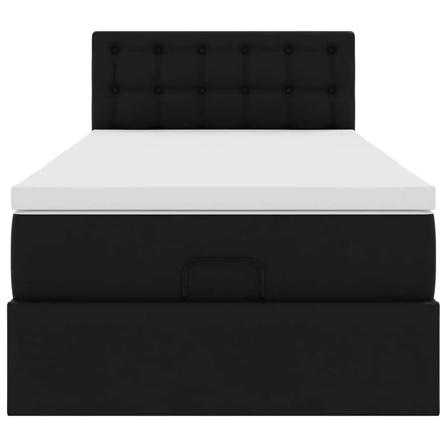 Lit ottoman avec matelas noir 90x190 cm similicuir - 7