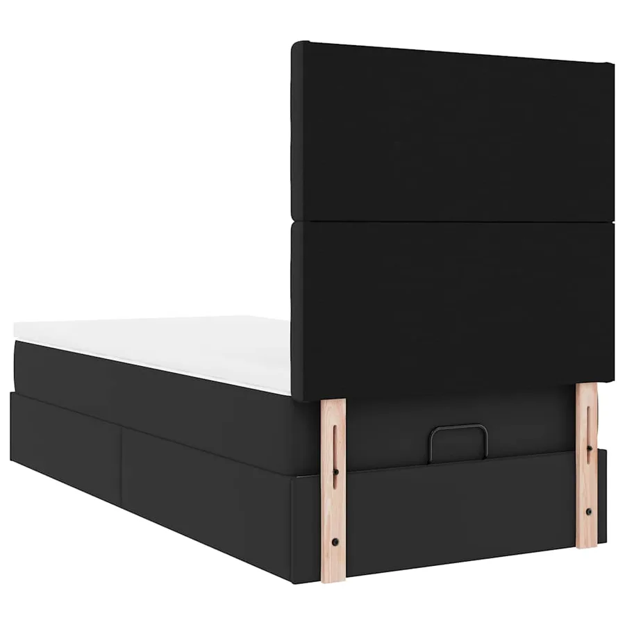 Lit ottoman avec matelas noir 90x190 cm similicuir - 11