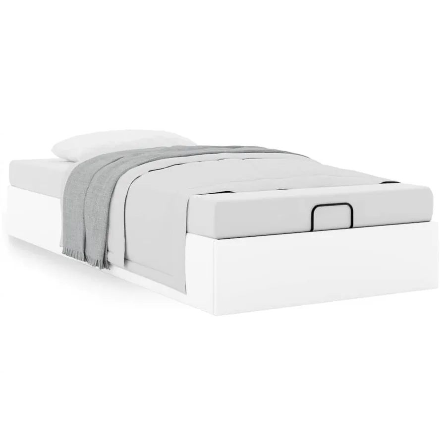 Cadre de lit ottoman sans matelas blanc 80x200 cm similicuir - 4