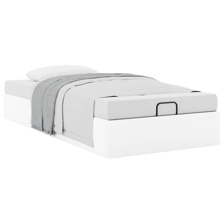 Cadre de lit ottoman sans matelas blanc 80x200 cm similicuir - 5