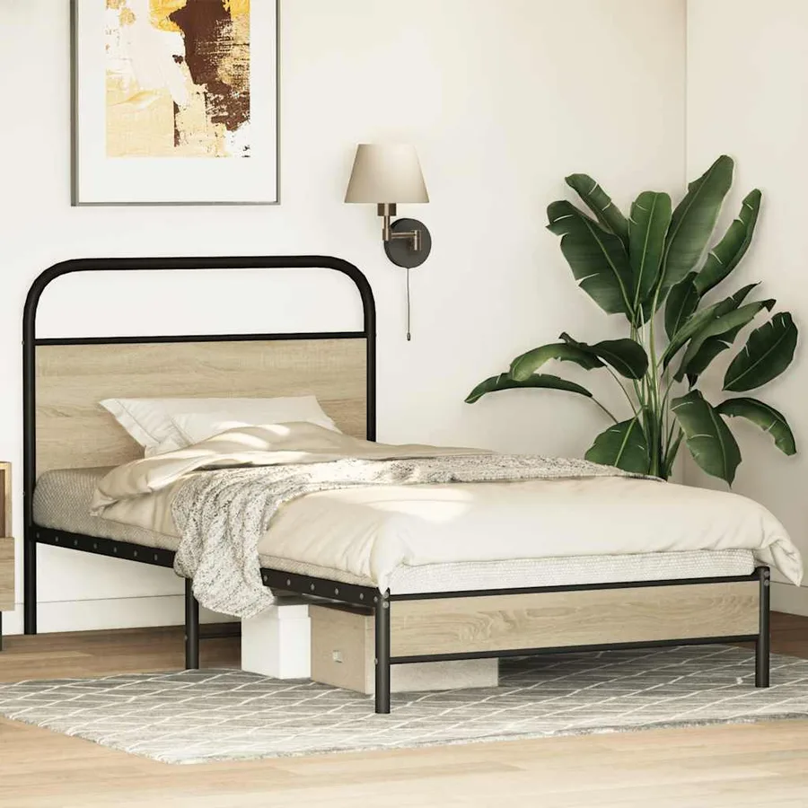 Cadre de lit sans matelas 100x200 cm chêne sonoma - 4