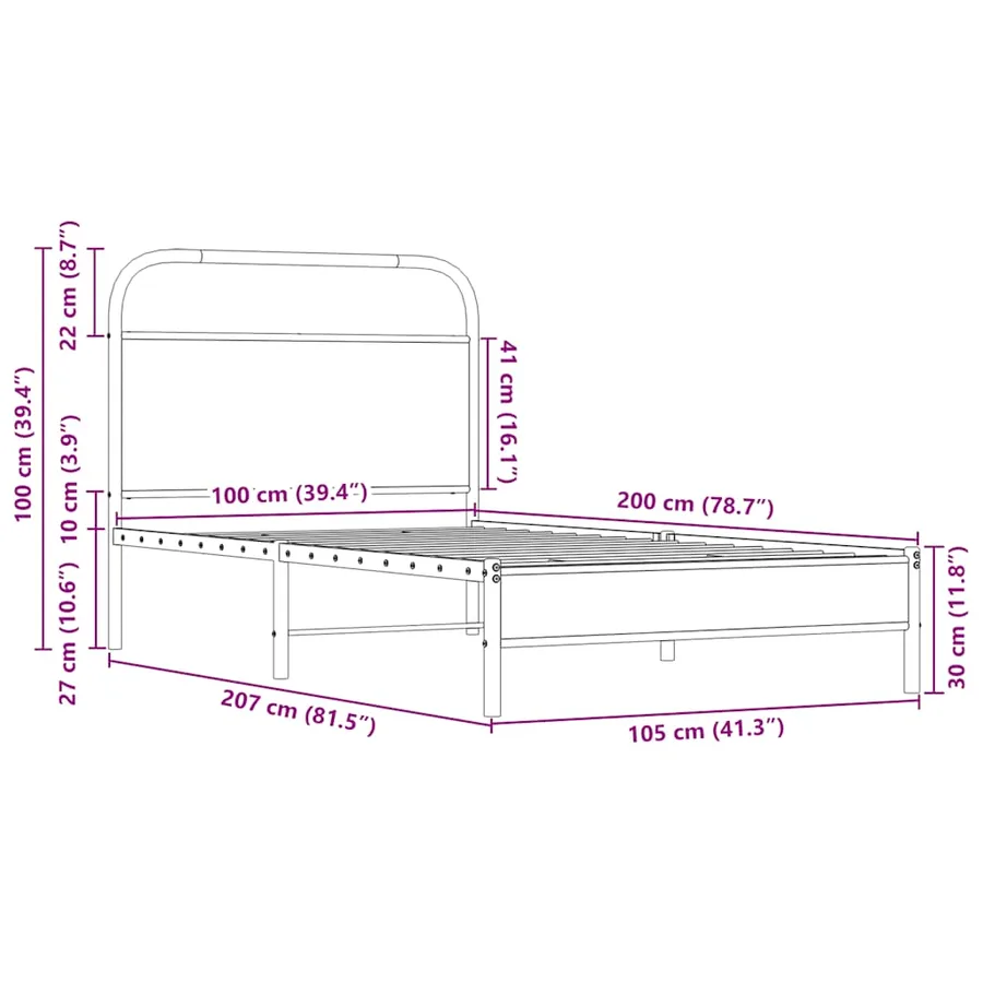 Cadre de lit sans matelas 100x200 cm chêne sonoma - 9