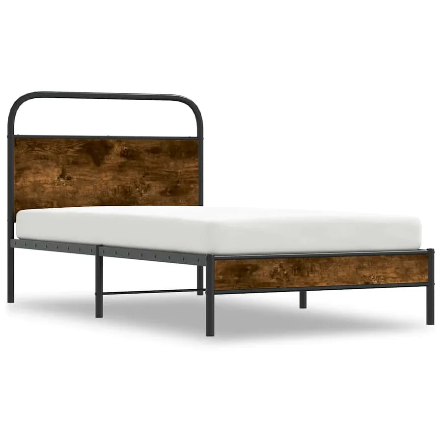 Cadre de lit sans matelas 90x190cm chêne fumé bois d'ingénierie - 3