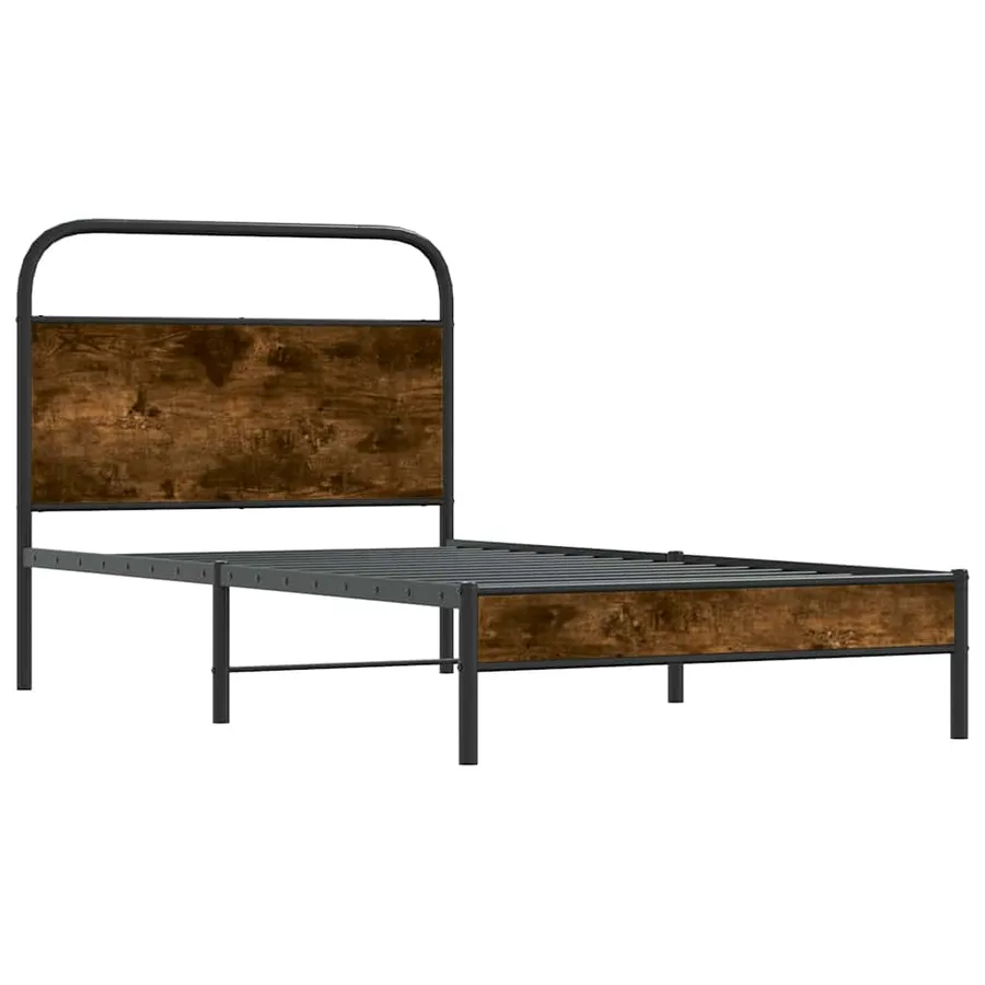 Cadre de lit sans matelas 90x190cm chêne fumé bois d'ingénierie - 4