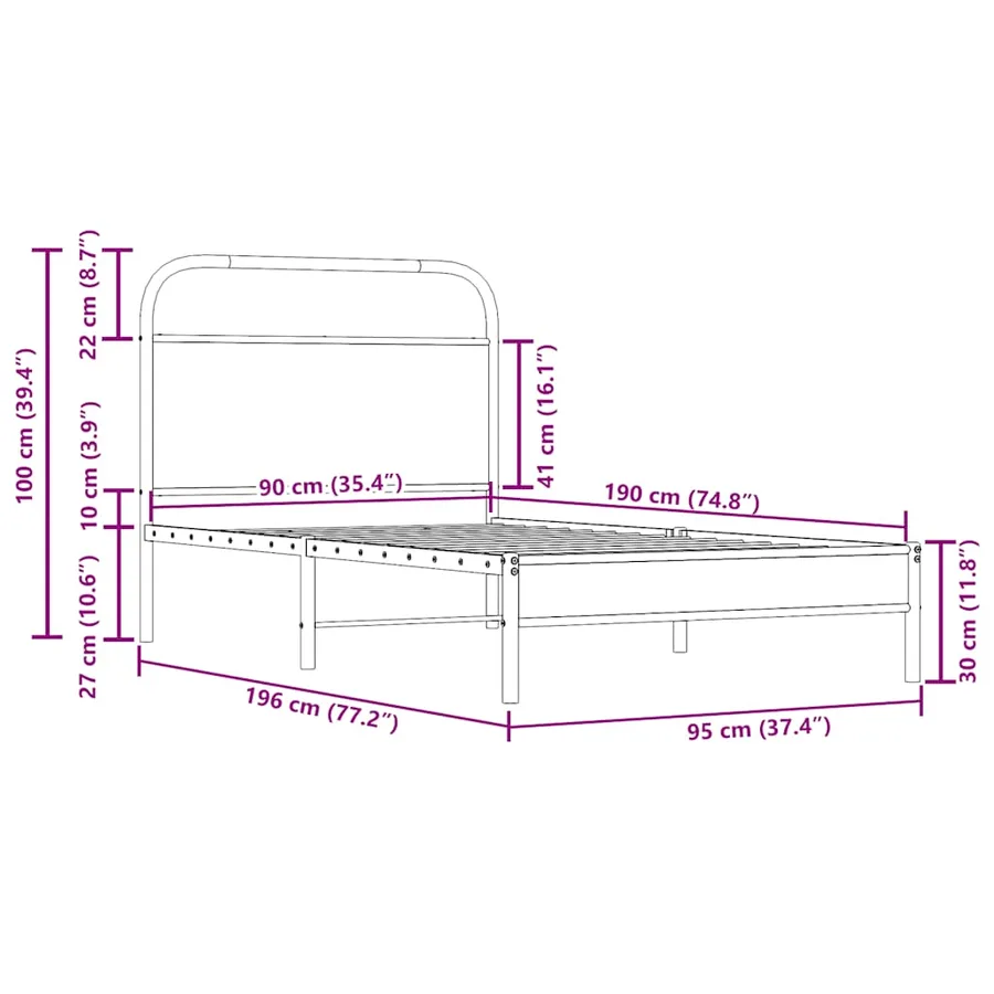 Cadre de lit sans matelas 90x190cm chêne fumé bois d'ingénierie - 9