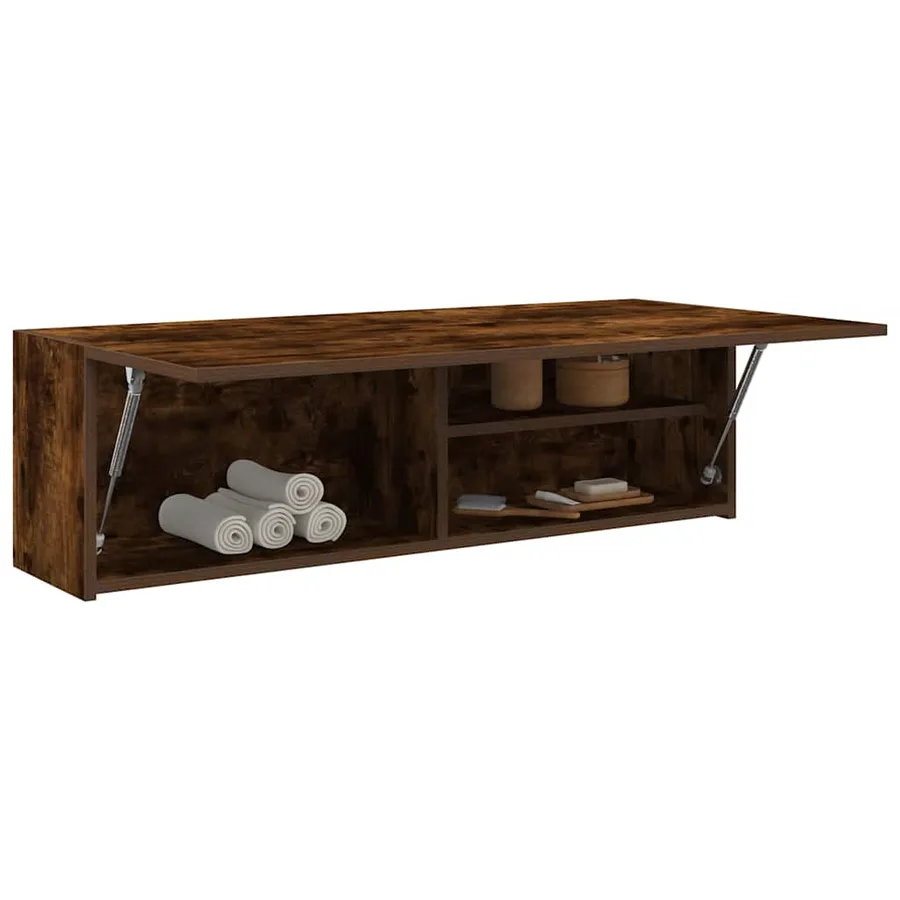 Armoire murale de bain chêne fumé 100x25x30cm bois d'ingénierie - 4