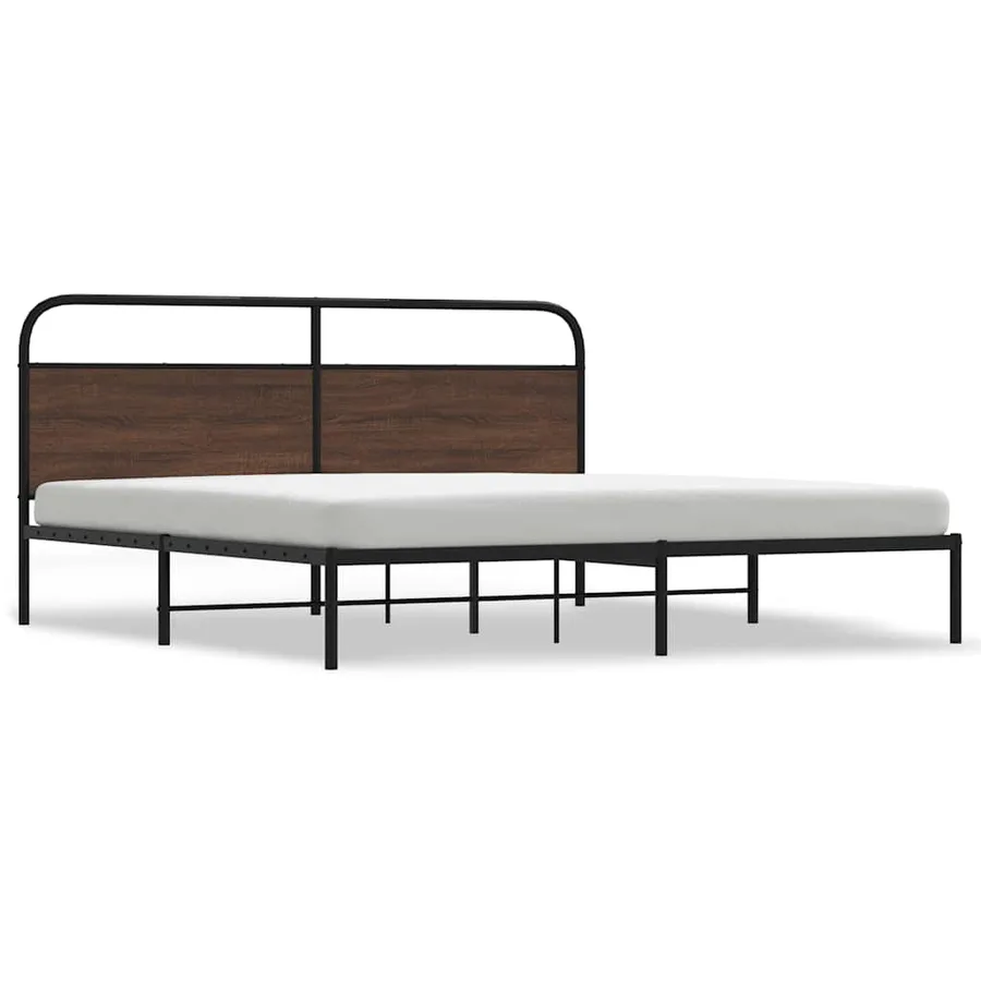 Cadre de lit en métal sans matelas chêne marron 193x203 cm - 2