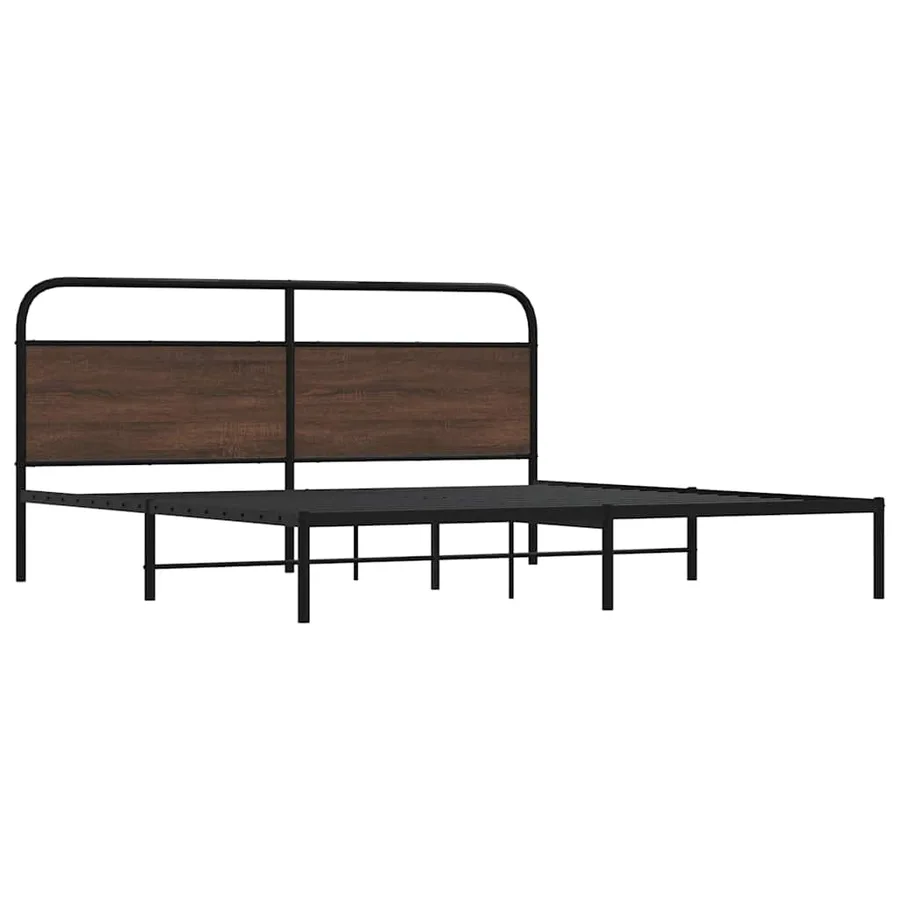 Cadre de lit en métal sans matelas chêne marron 193x203 cm - 3