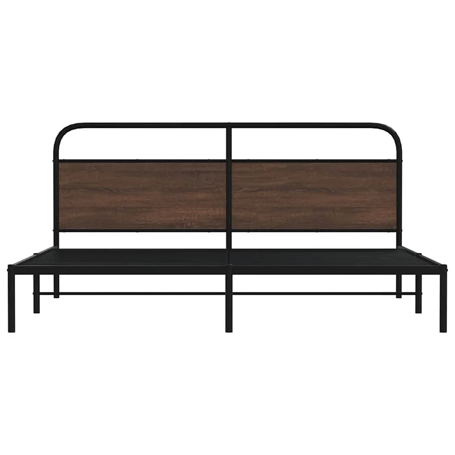 Cadre de lit en métal sans matelas chêne marron 193x203 cm - 5