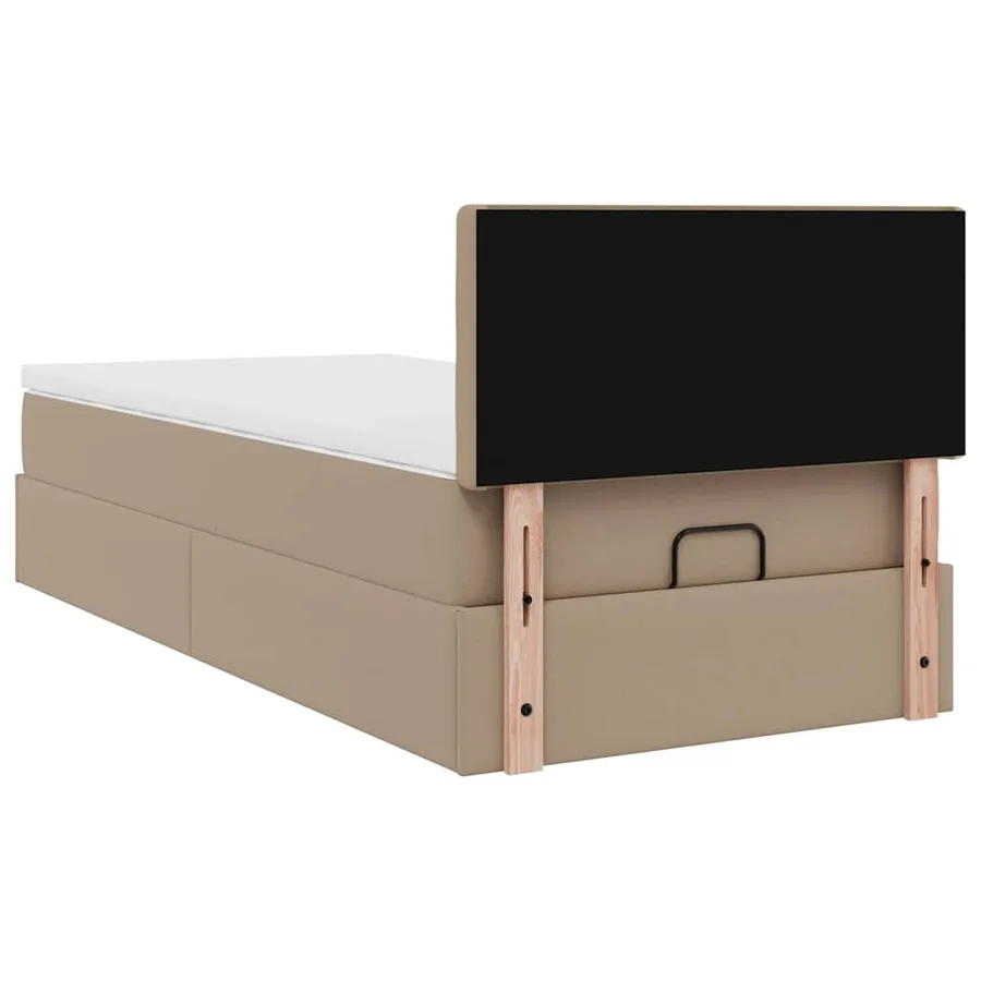 Cadre de lit ottoman et matelas cappuccino 90x200 cm similicuir - 10