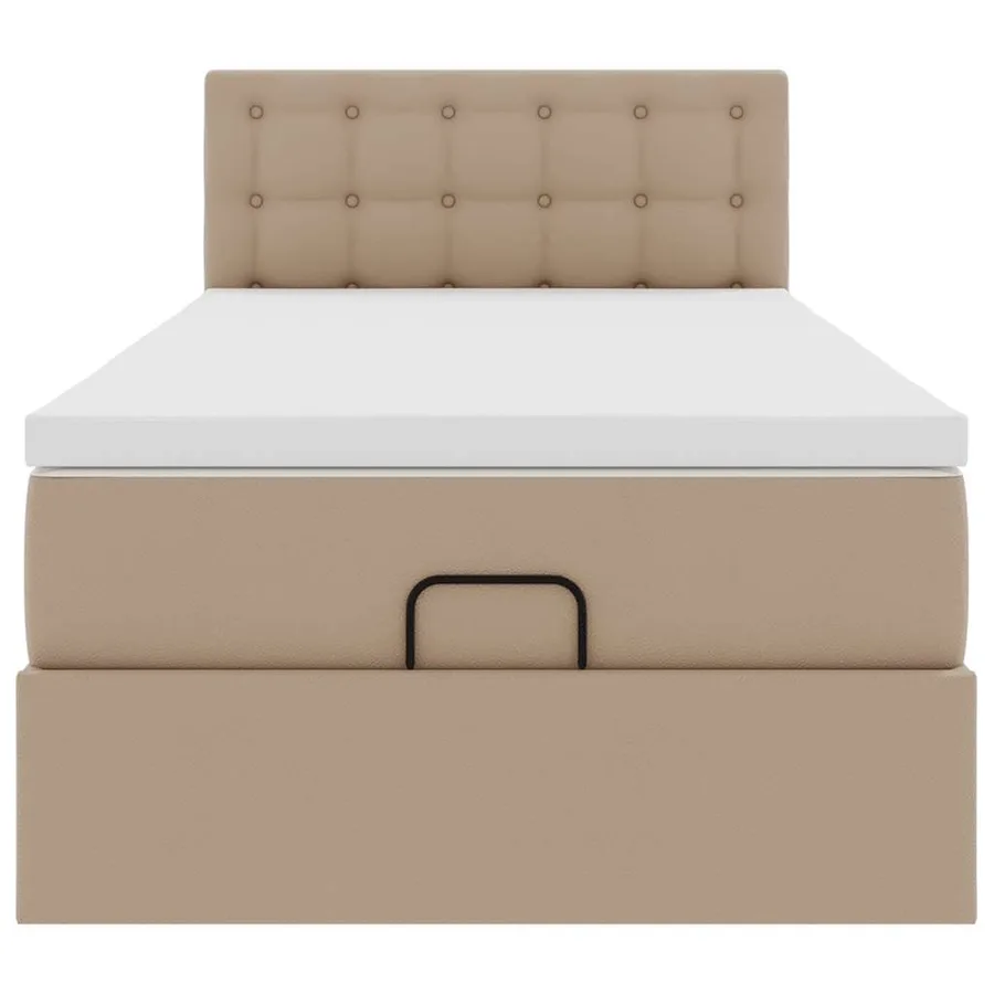 Cadre de lit ottoman et matelas cappuccino 90x200 cm similicuir - 8
