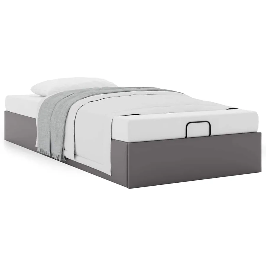 Cadre de lit ottoman sans matelas gris 80x200 cm similicuir - 4