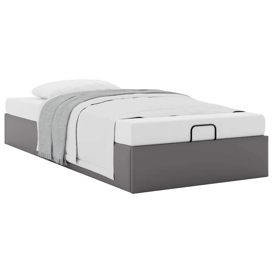 Cadre de lit ottoman sans matelas gris 80x200 cm similicuir - 5