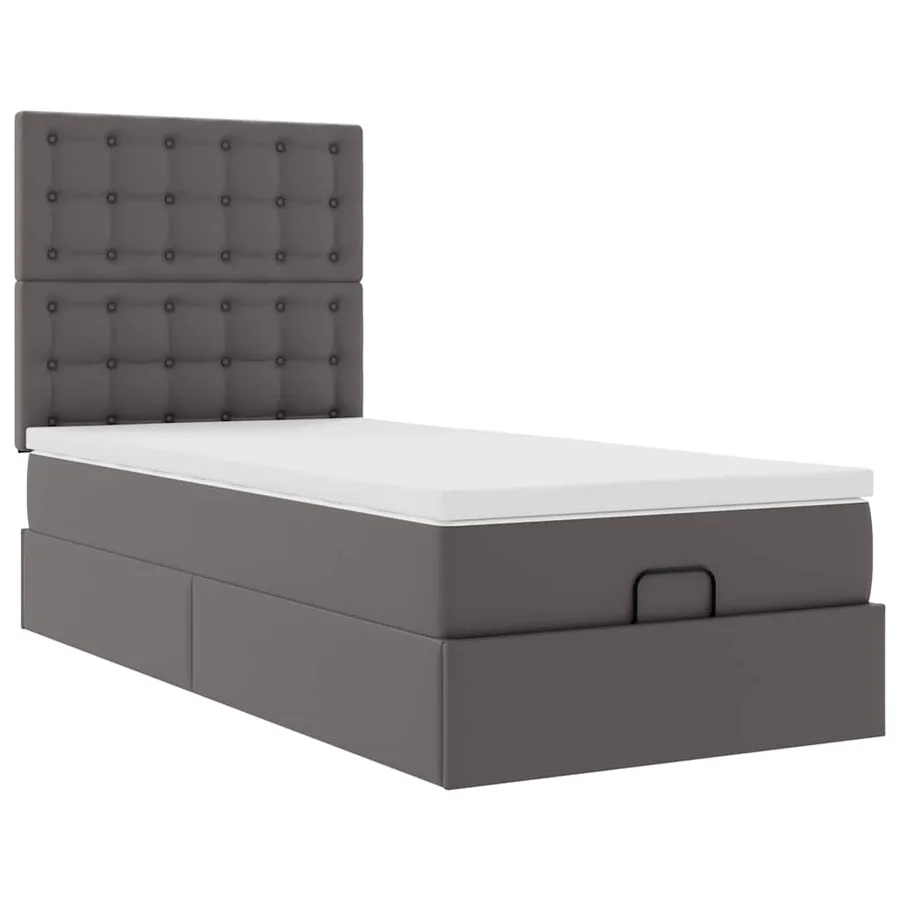 Lit ottoman avec matelas gris 80x200 cm similicuir - 6