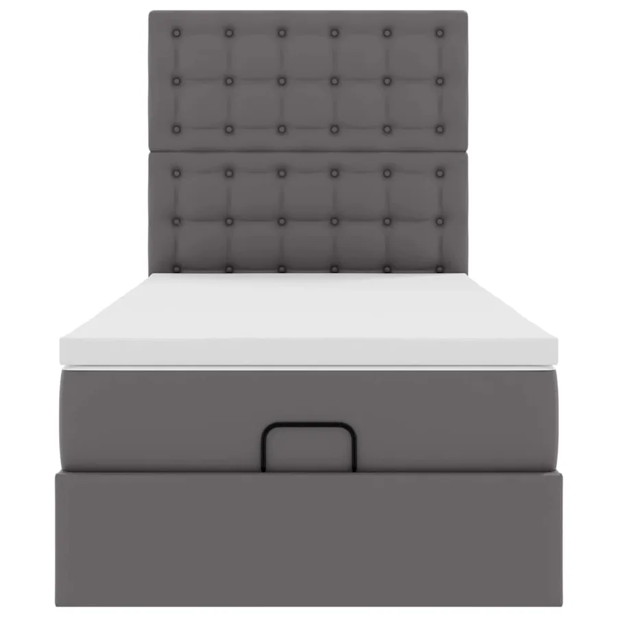 Lit ottoman avec matelas gris 80x200 cm similicuir - 7