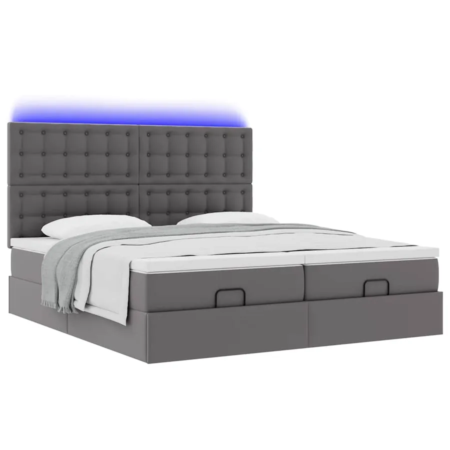 Lit ottoman avec matelas & LED Gris 160x200cm similicuir - 6