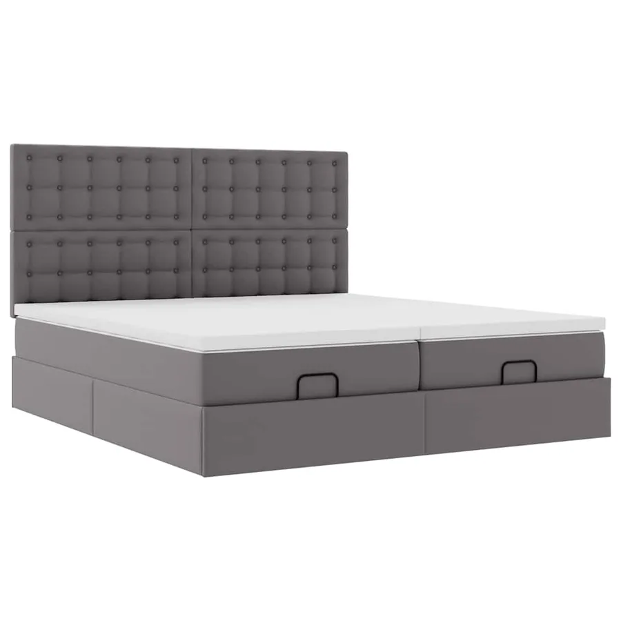 Lit ottoman avec matelas & LED Gris 160x200cm similicuir - 7