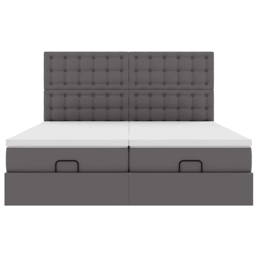 Lit ottoman avec matelas & LED Gris 160x200cm similicuir - 8