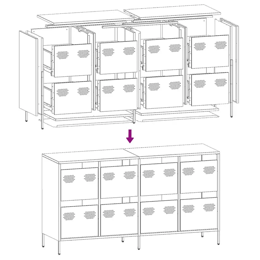 Buffet rose 135x39x73,5 cm acier laminé à froid - 11