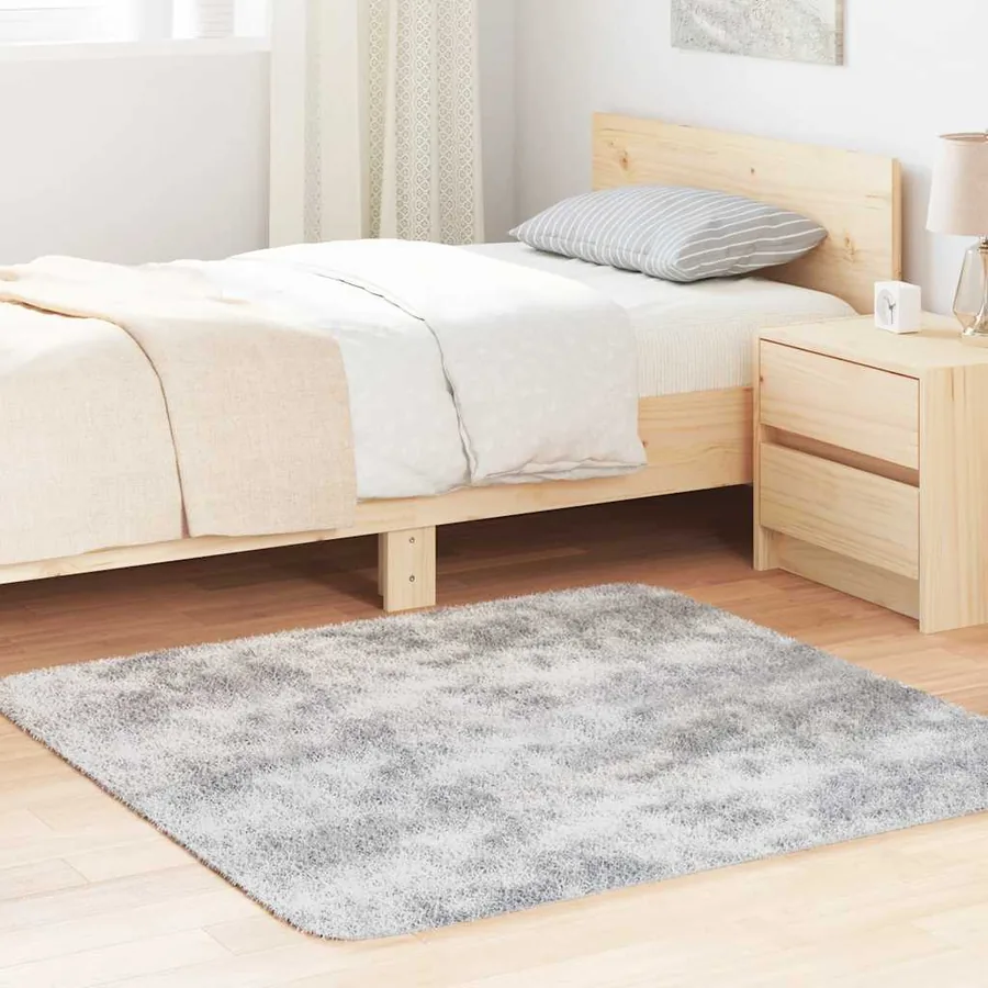 Tapis shaggy à poils longs NAVARRA gris argenté 120x120 cm