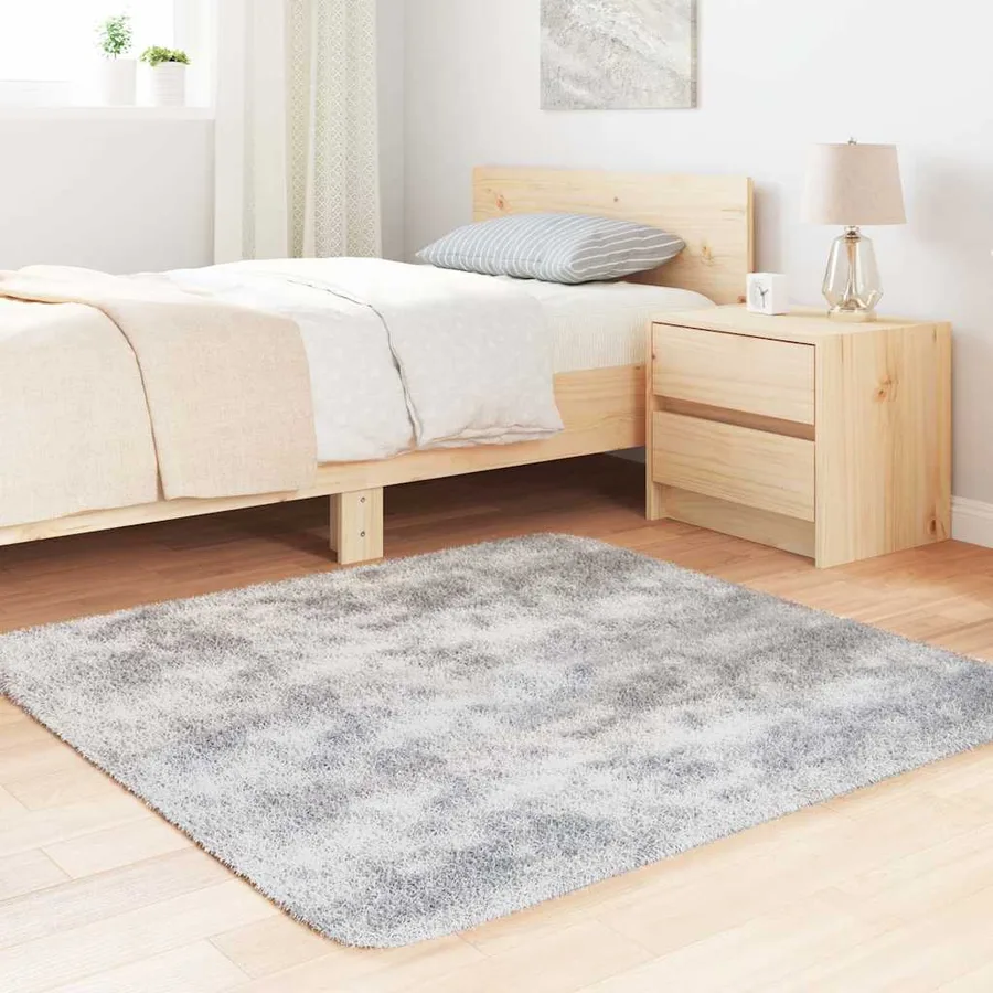Tapis shaggy à poils longs NAVARRA gris argenté 120x120 cm - 3