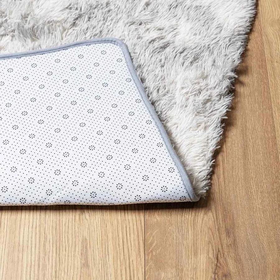 Tapis shaggy à poils longs NAVARRA gris argenté 120x120 cm - 6