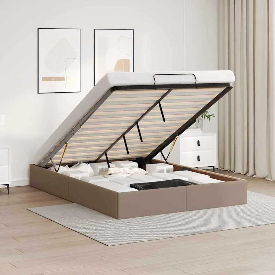 Cadre de lit ottoman sans matelas cappuccino 140x200 cm