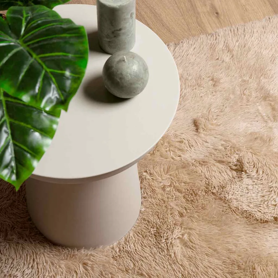 Tapis shaggy à poils longs NAVARRA beige 120x120 cm polyester - 8
