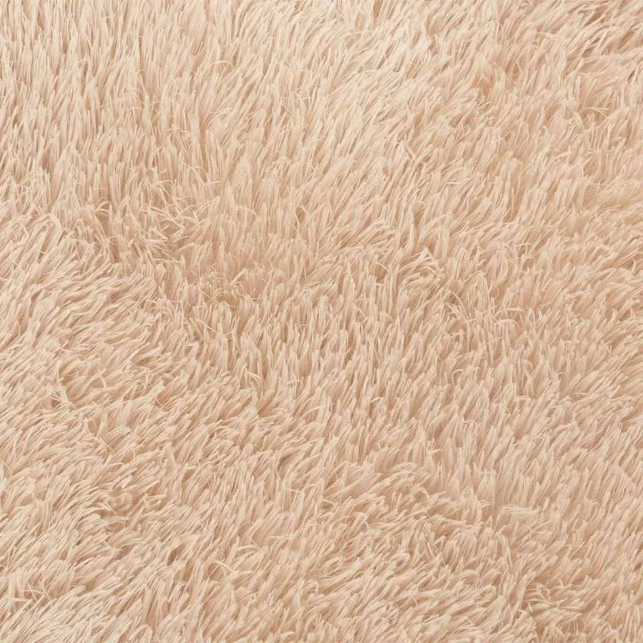 Tapis shaggy à poils longs NAVARRA beige 120x120 cm polyester - 9