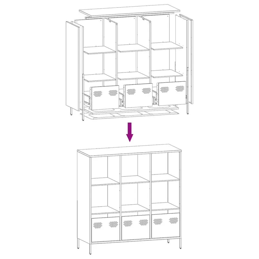 Buffet haut blanc 101,5x39x103,5 cm acier - 11