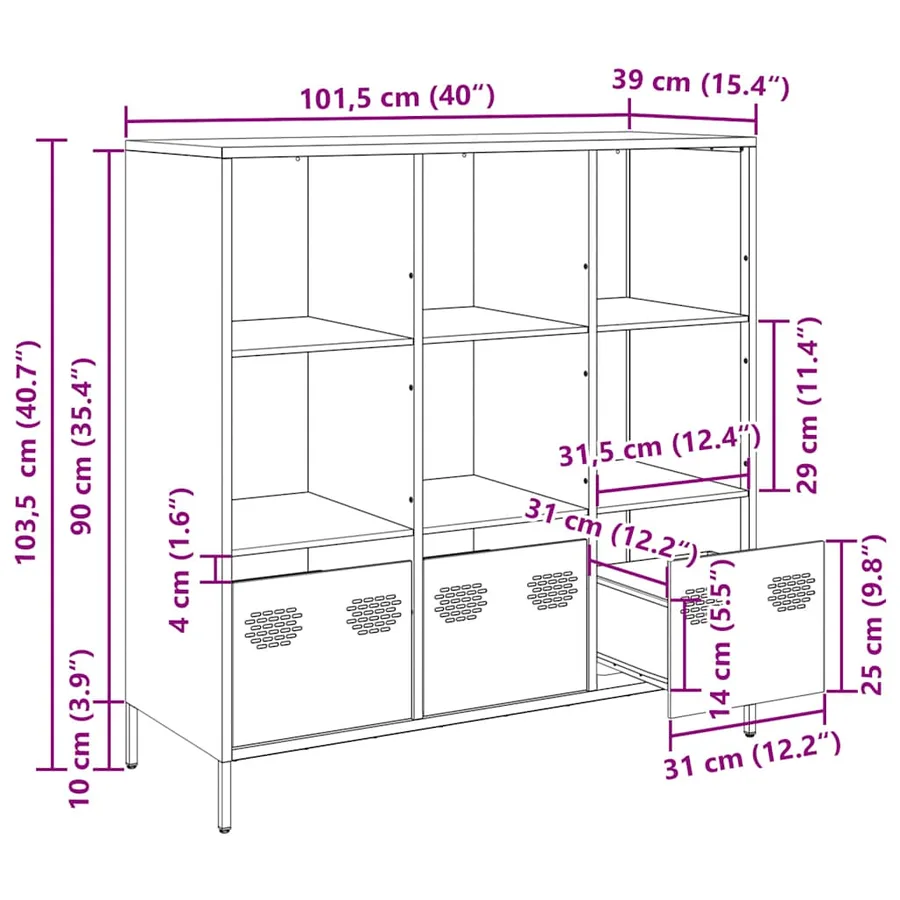 Buffet haut blanc 101,5x39x103,5 cm acier - 13