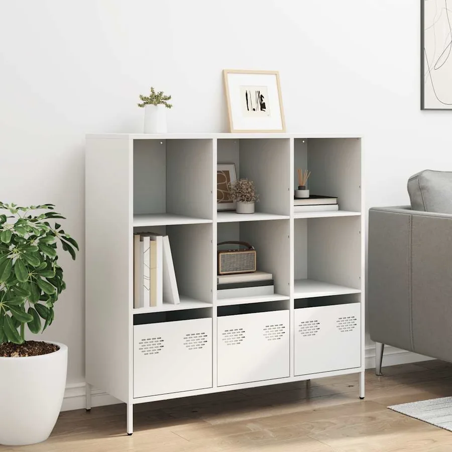 Buffet haut blanc 101,5x39x103,5 cm acier - 3