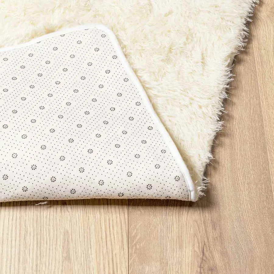 Tapis shaggy à poils longs NAVARRA crème 120x120 cm polyester - 6