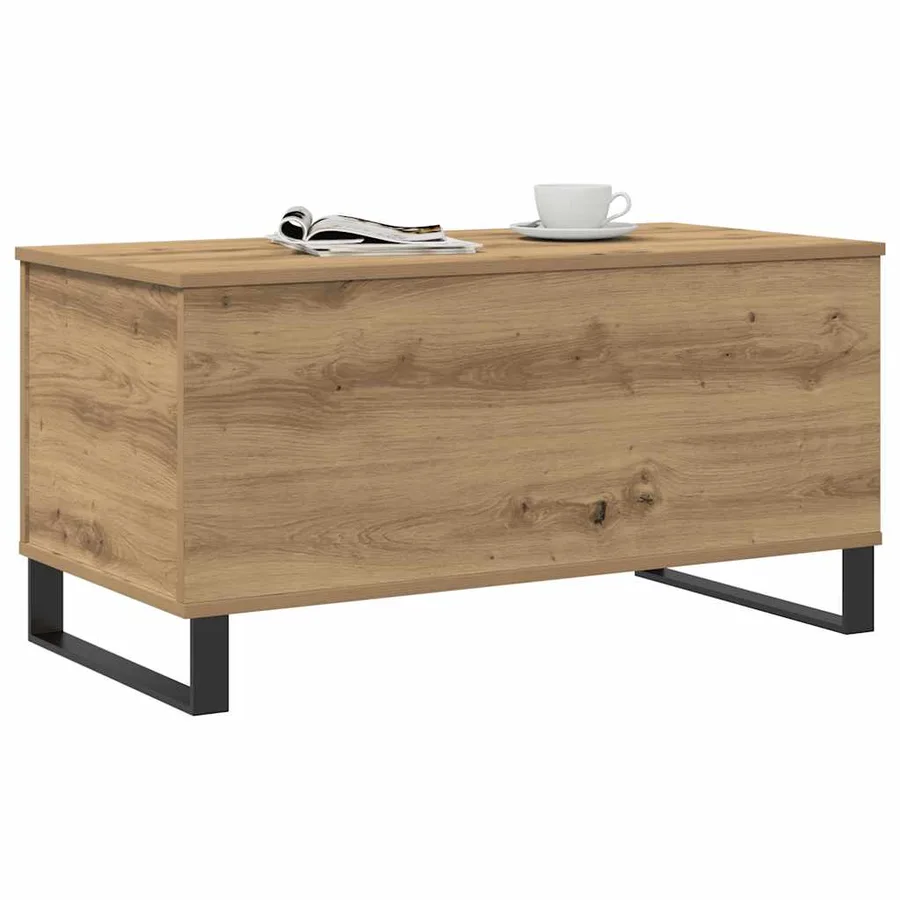 Table basse chêne artisanal 90x44,5x45 cm bois d'ingénierie - 3