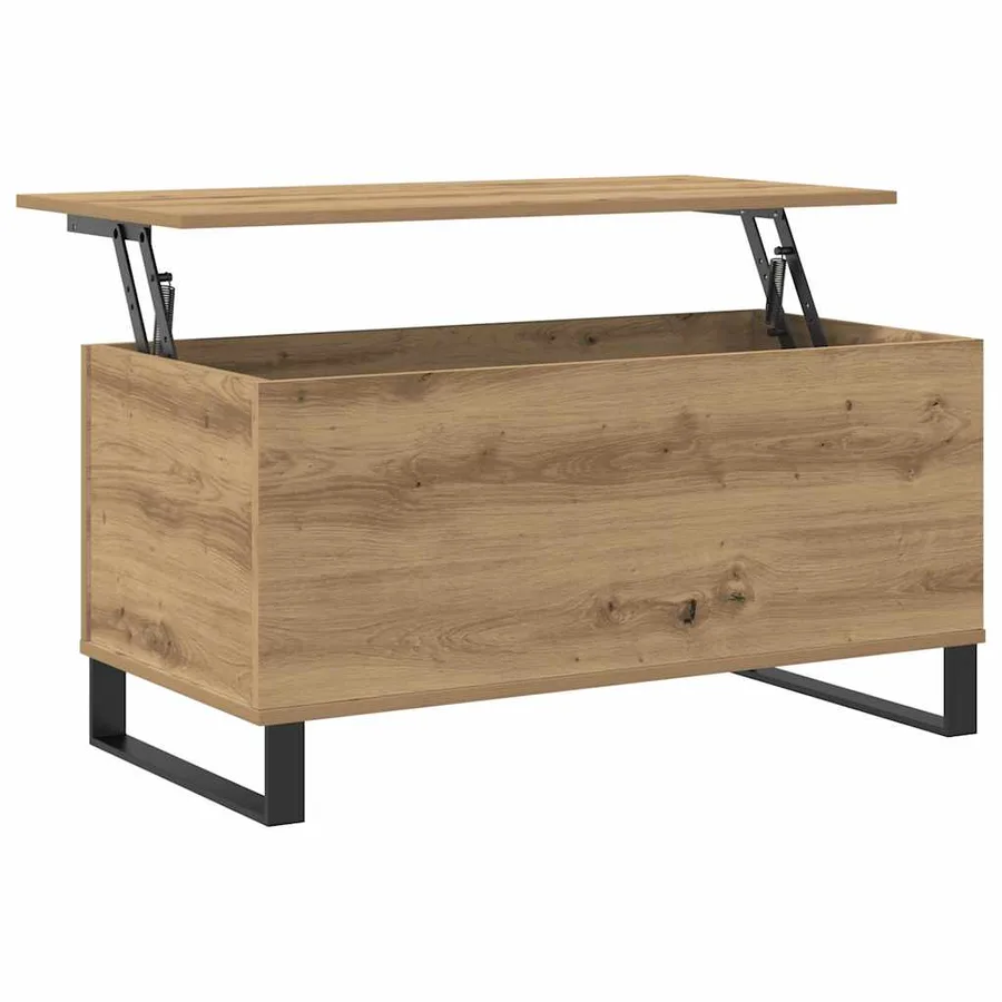 Table basse chêne artisanal 90x44,5x45 cm bois d'ingénierie - 4