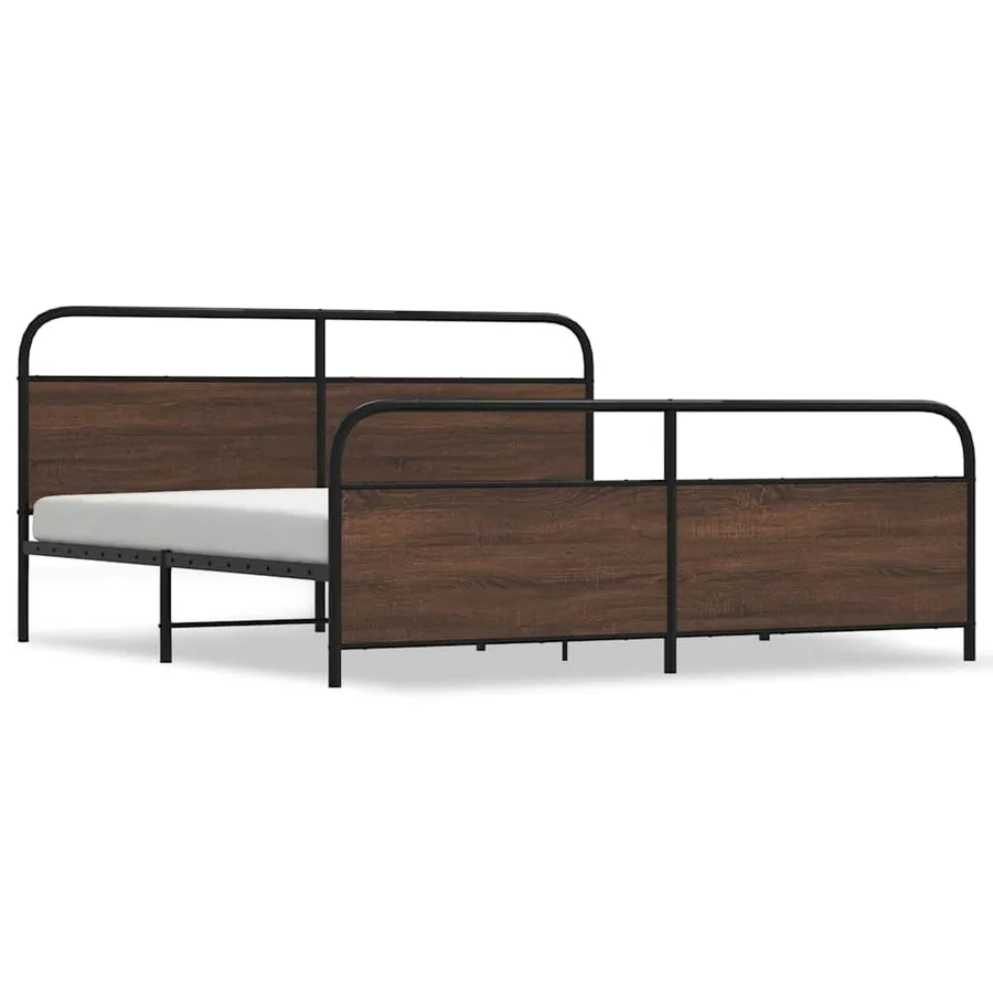Cadre de lit en métal sans matelas chêne marron 183x213 cm - 2