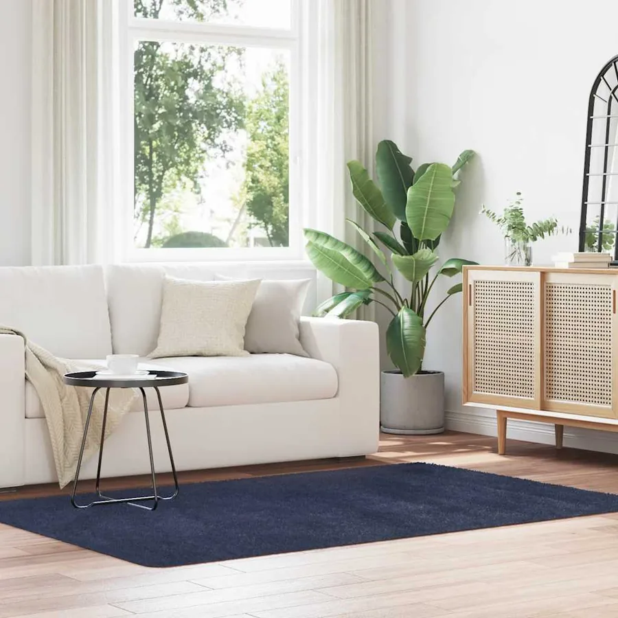 Tapis Shaggy à poils longs NAVARRA bleu marine 130x200 cm