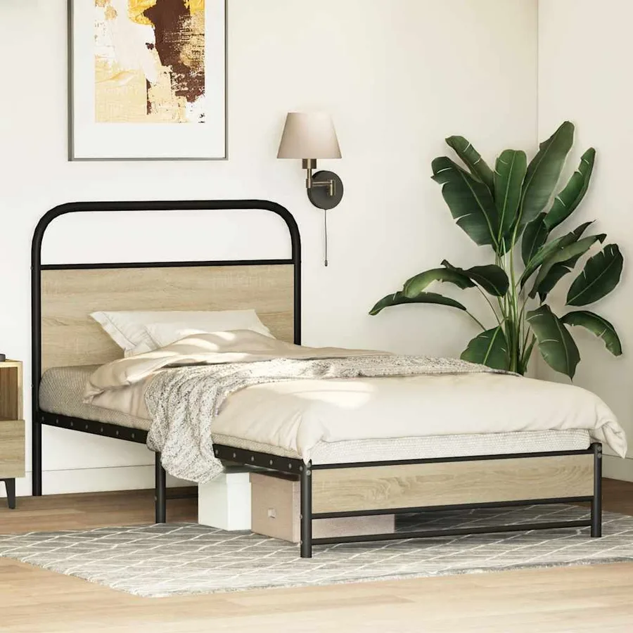 Cadre de lit sans matelas 107x203 cm chêne sonoma - 4