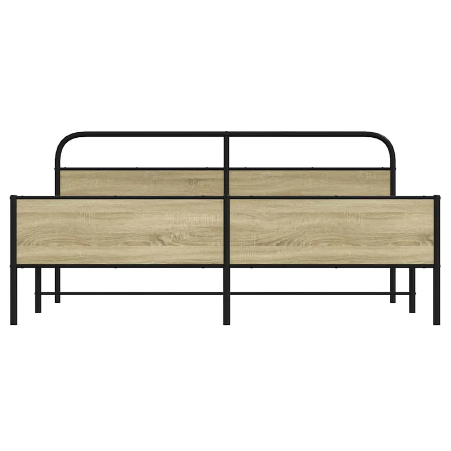 Cadre de lit en métal sans matelas chêne sonoma 200x200 cm - 5
