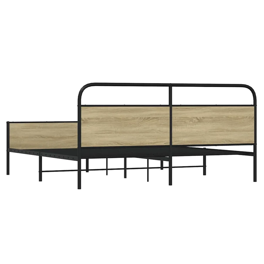 Cadre de lit en métal sans matelas chêne sonoma 200x200 cm - 7