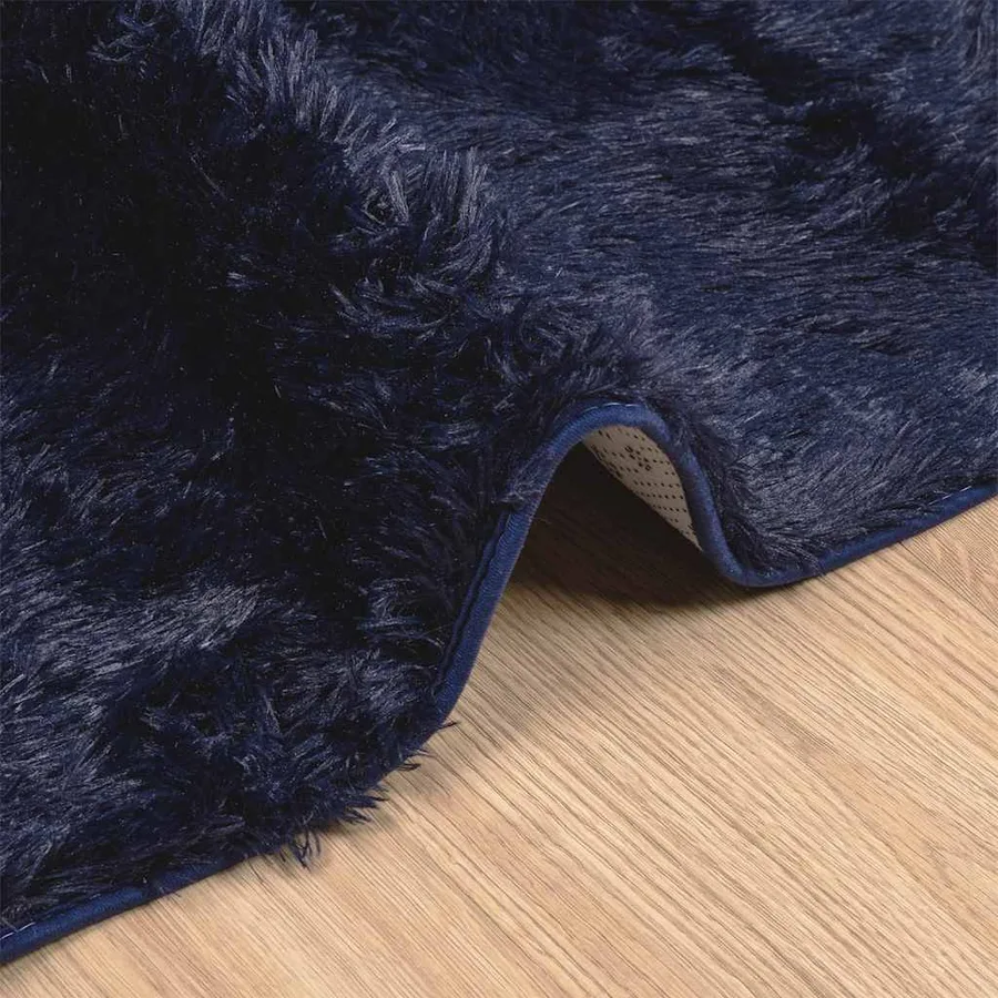 Tapis shaggy à poils longs NAVARRA bleu marine 160x160 cm - 5